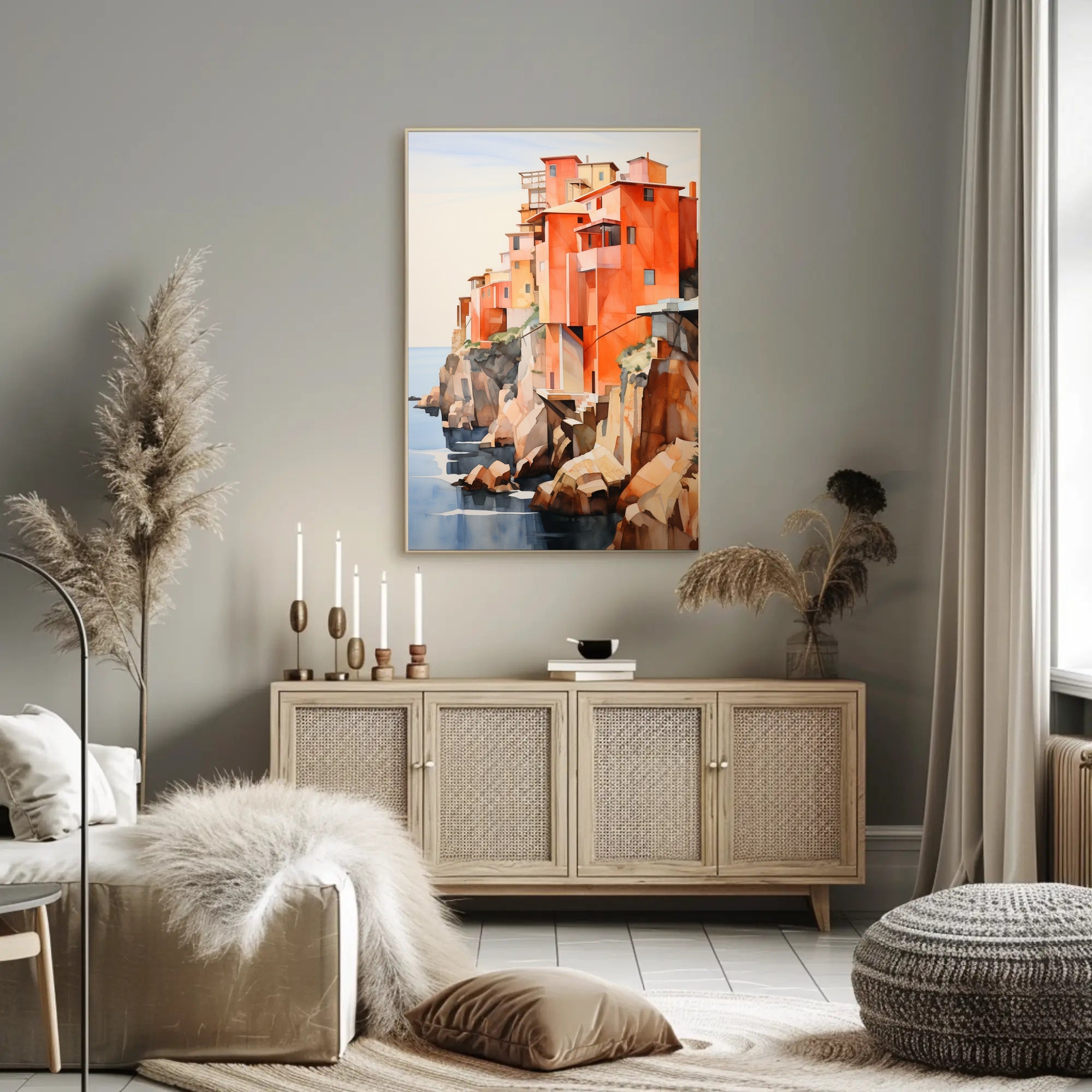Coastal Cliffside Homes Poster