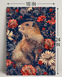 Groundhog in Blossoming Foliage Animal Poster