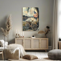 Bicycle With Daisy Basket By Riverside Under Willow Poster