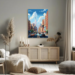 Stylized Urban Streetscape Art Print of New York - Travel Poster