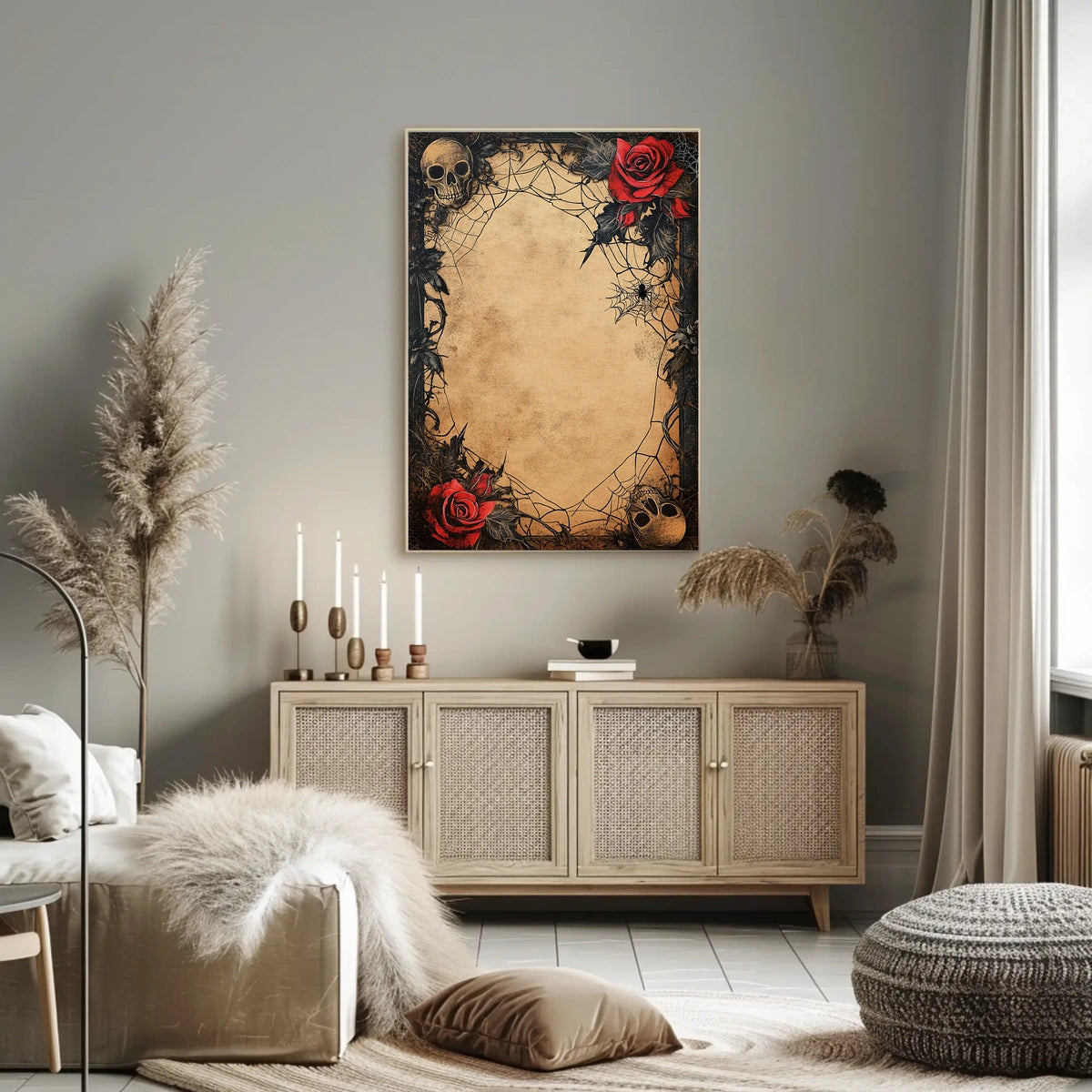 Gothic Skulls and Roses Artistic Pop Culture Poster