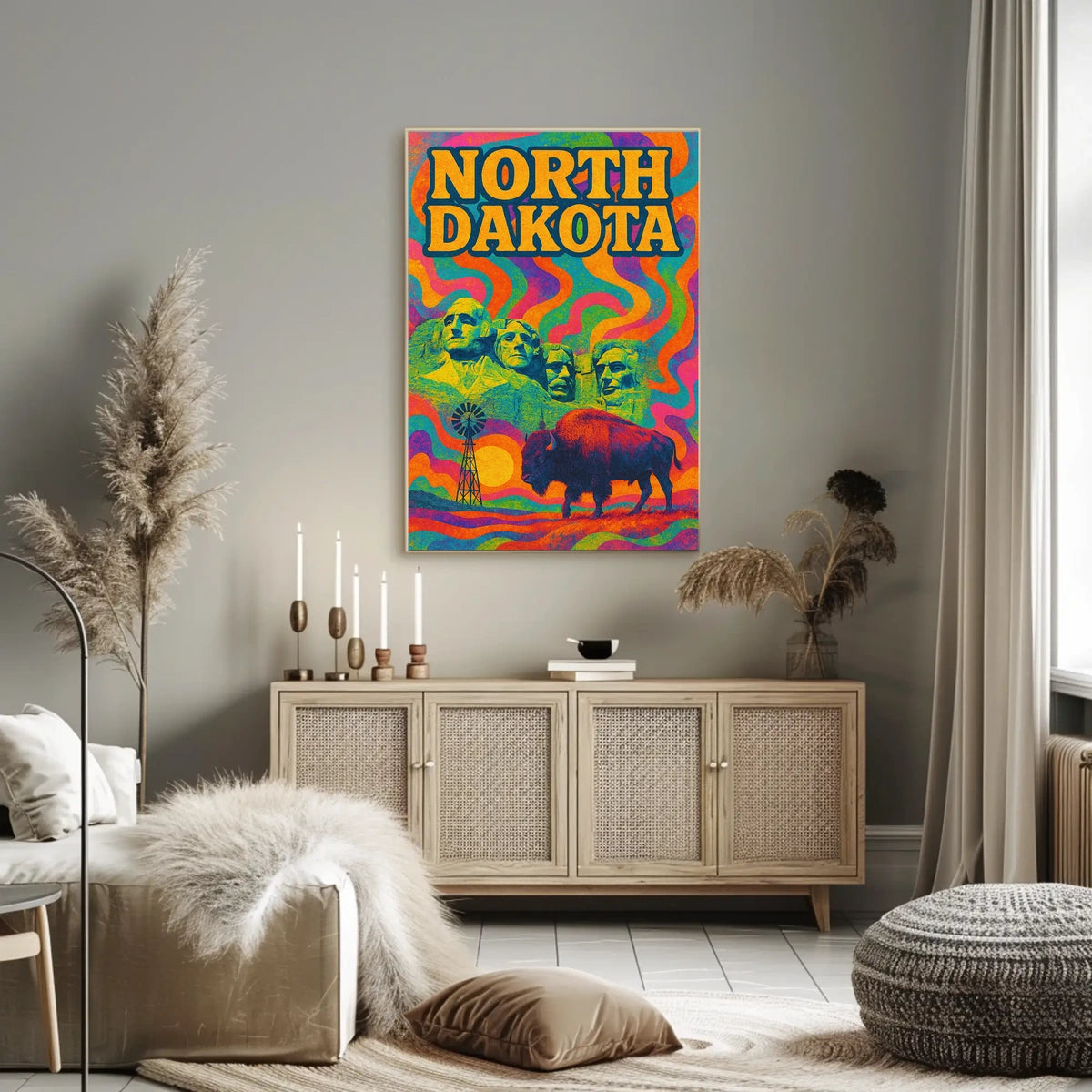 North Dakota Psychedelic Poster