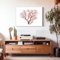 Red Coral Branch Minimalist Art Poster Print