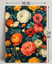 Floral Harmony in Modern Vintage Artistic Poster