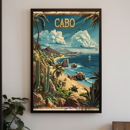 Cabo Vintage Coastal Mexico Travel Poster