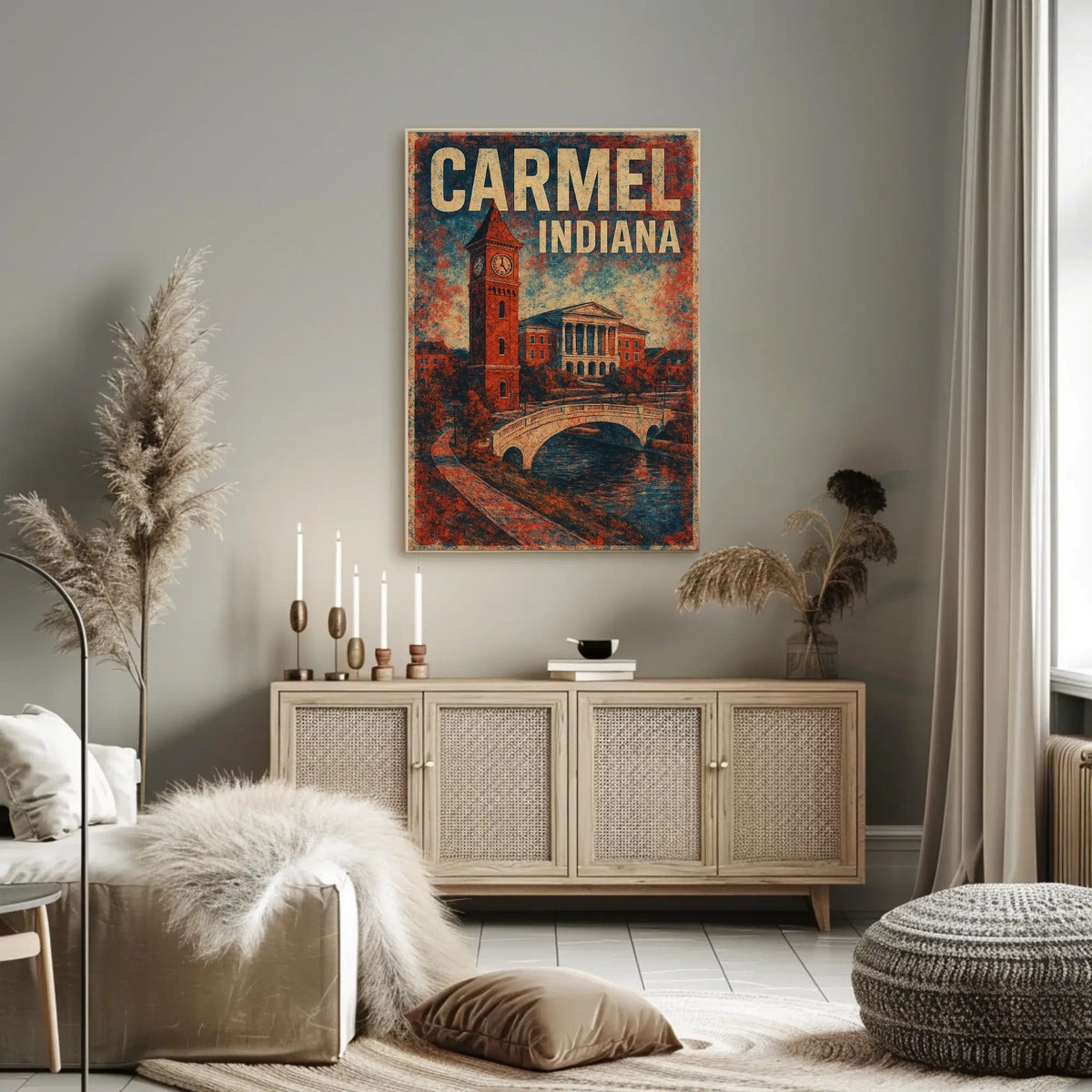 Carmel Indiana Vintage Travel Poster