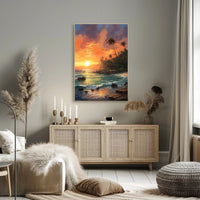Tropical Sunset Serenity on Beach Travel Poster