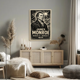 James Monroe 5th President of the United States B & W Comic Sketch Poster