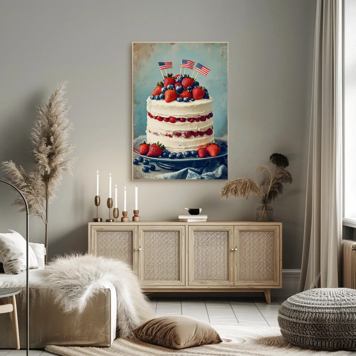 patriotic cake with white icing Poster