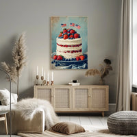 patriotic cake with white icing Poster