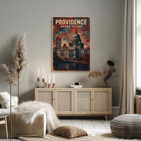 Providence Rhode Island Cityscape Travel Art New England Riverfront Vision Realism Poster