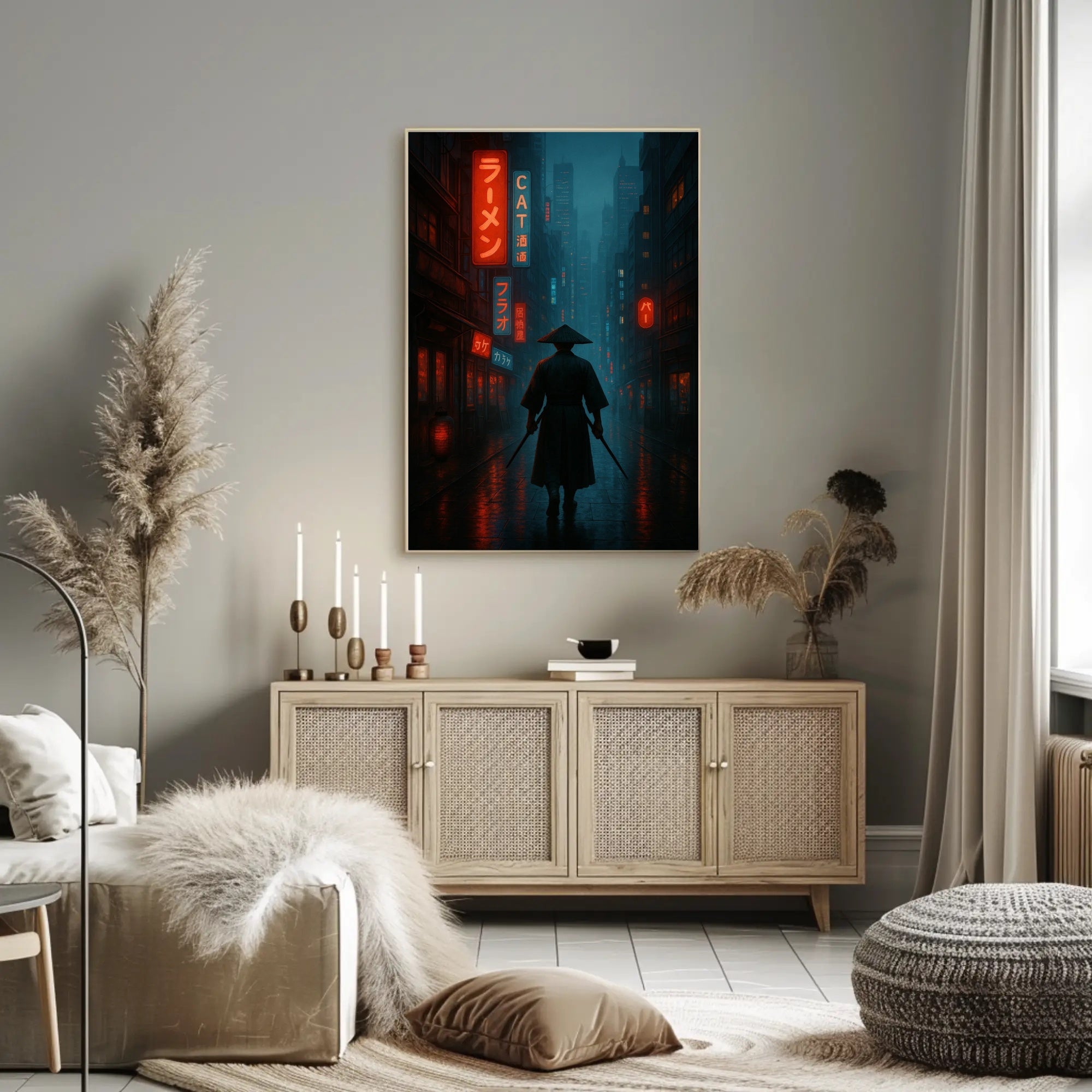 Neo-Noir Cyberpunk Cityscape: Futuristic Sci-Fi Poster