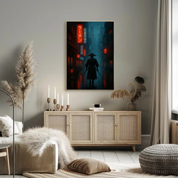 Neo-Noir Cyberpunk Cityscape: Futuristic Sci-Fi Poster