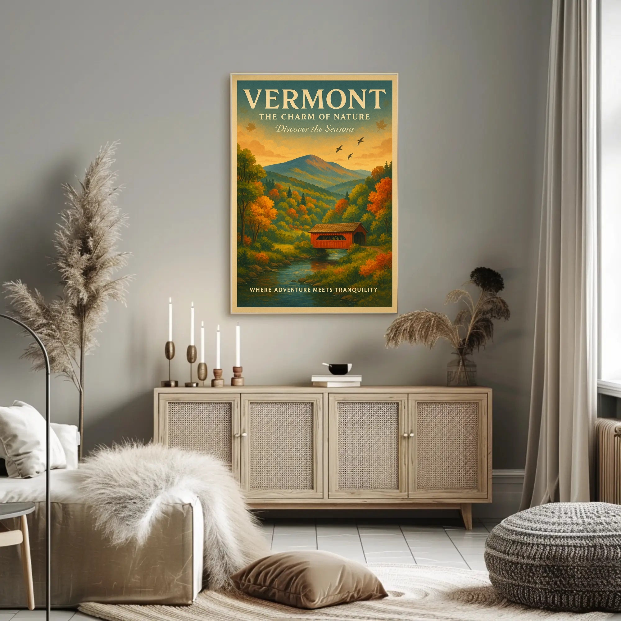 Vermont Autumn Tranquility Vintage Travel Poster