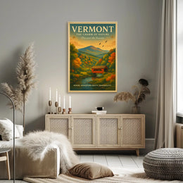 Vermont Autumn Tranquility Vintage Travel Poster