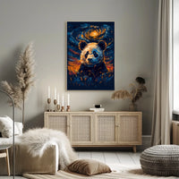 Cosmic Panda in Celestial Night Artistic Animal Poster
