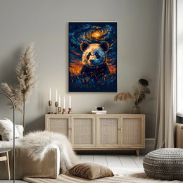 Cosmic Panda in Celestial Night Artistic Animal Poster