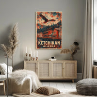 Ketchikan Eagles Vintage Coastal Travel Poster