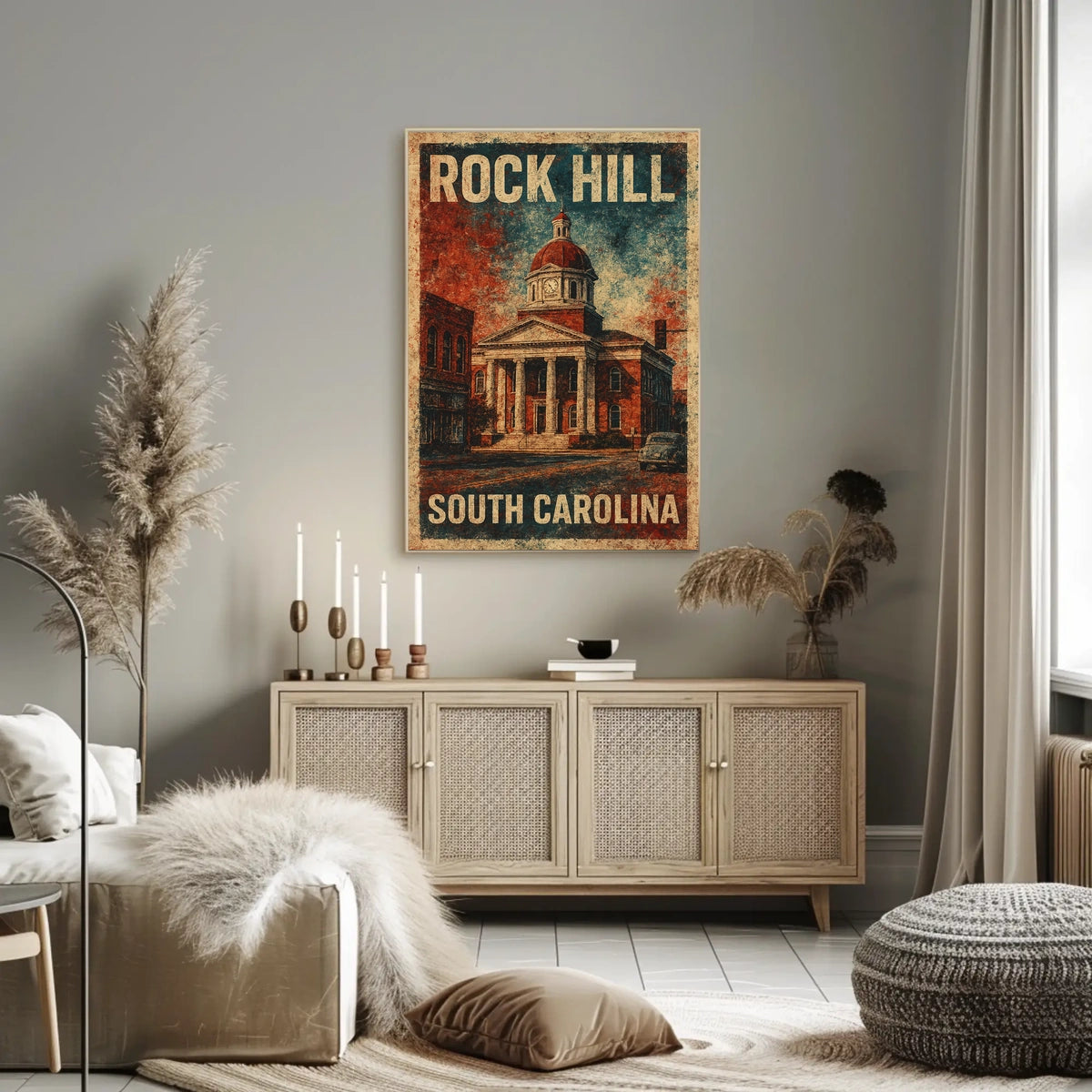 Vintage Rock Hill Architecture Collector Poster