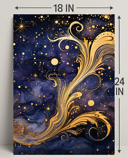 Cosmic Elegance: Art Nouveau Space or Astronomy Poster