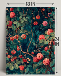 Vibrant Red Floral Scene Artistic Poster