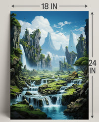 Serene Waterfall Landscape Poster