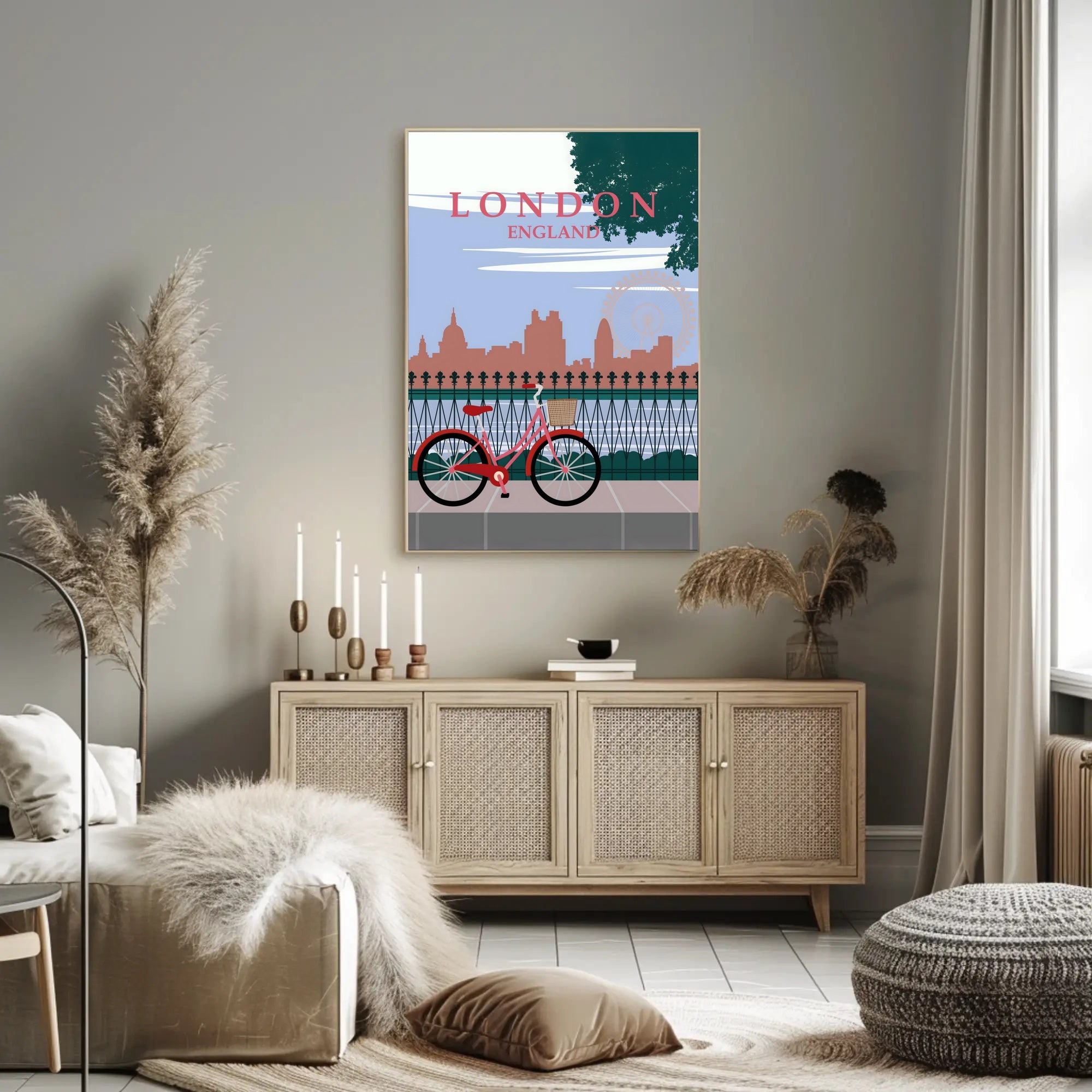 London Cityscape Silhouette: Bold Lettering Travel Poster