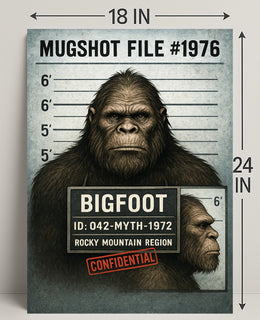 Bigfoot Mugshot  Mythical Sighting Poster PosterGoat
