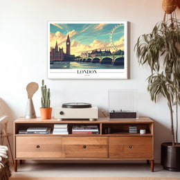 London's Iconic Landmarks Explored in Urban Cityscape Poster