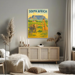 Vibrant South African Wildlife Travel Poster