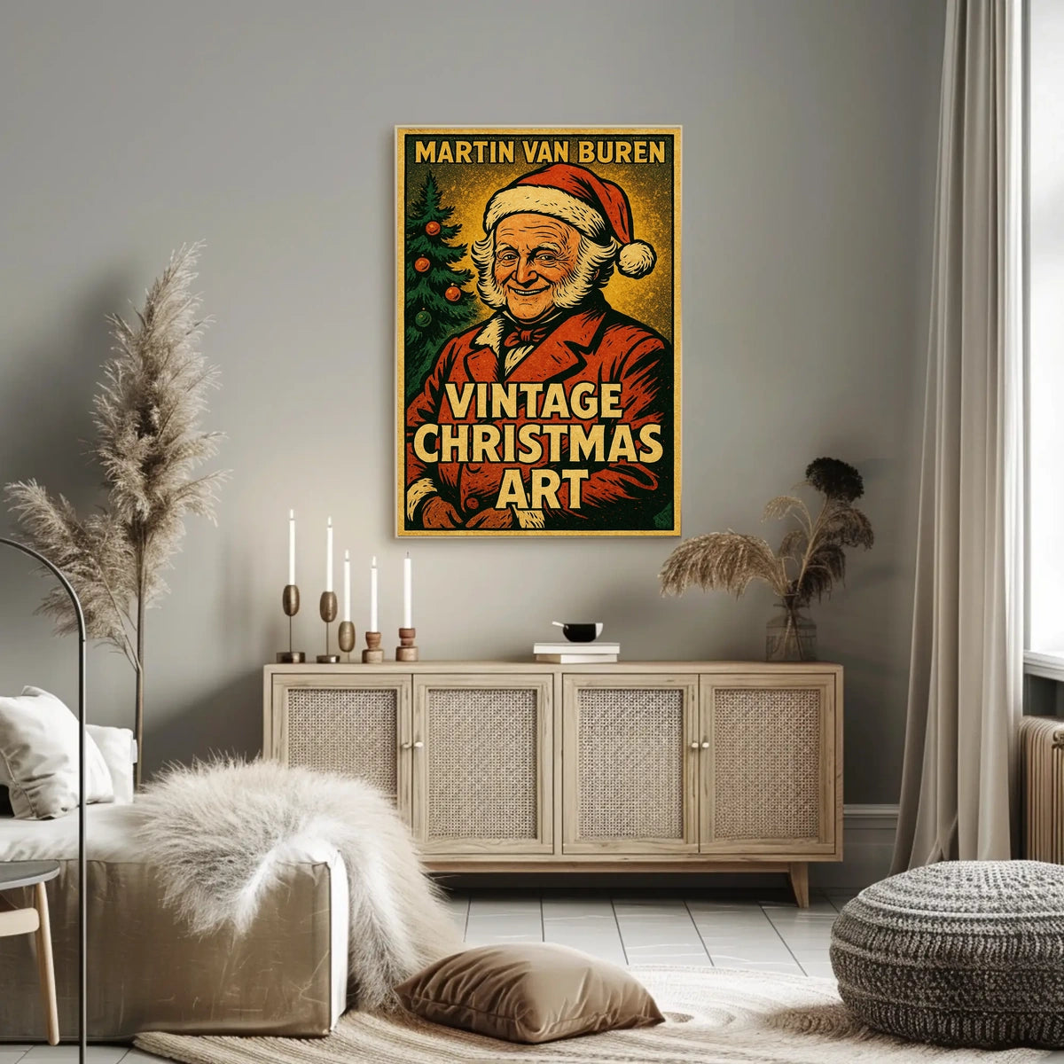 Martin Van Buren Vintage Christmas Art Poster