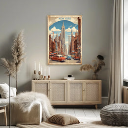 Mid Century New York Cityscape Poster Vintage Wall Art
