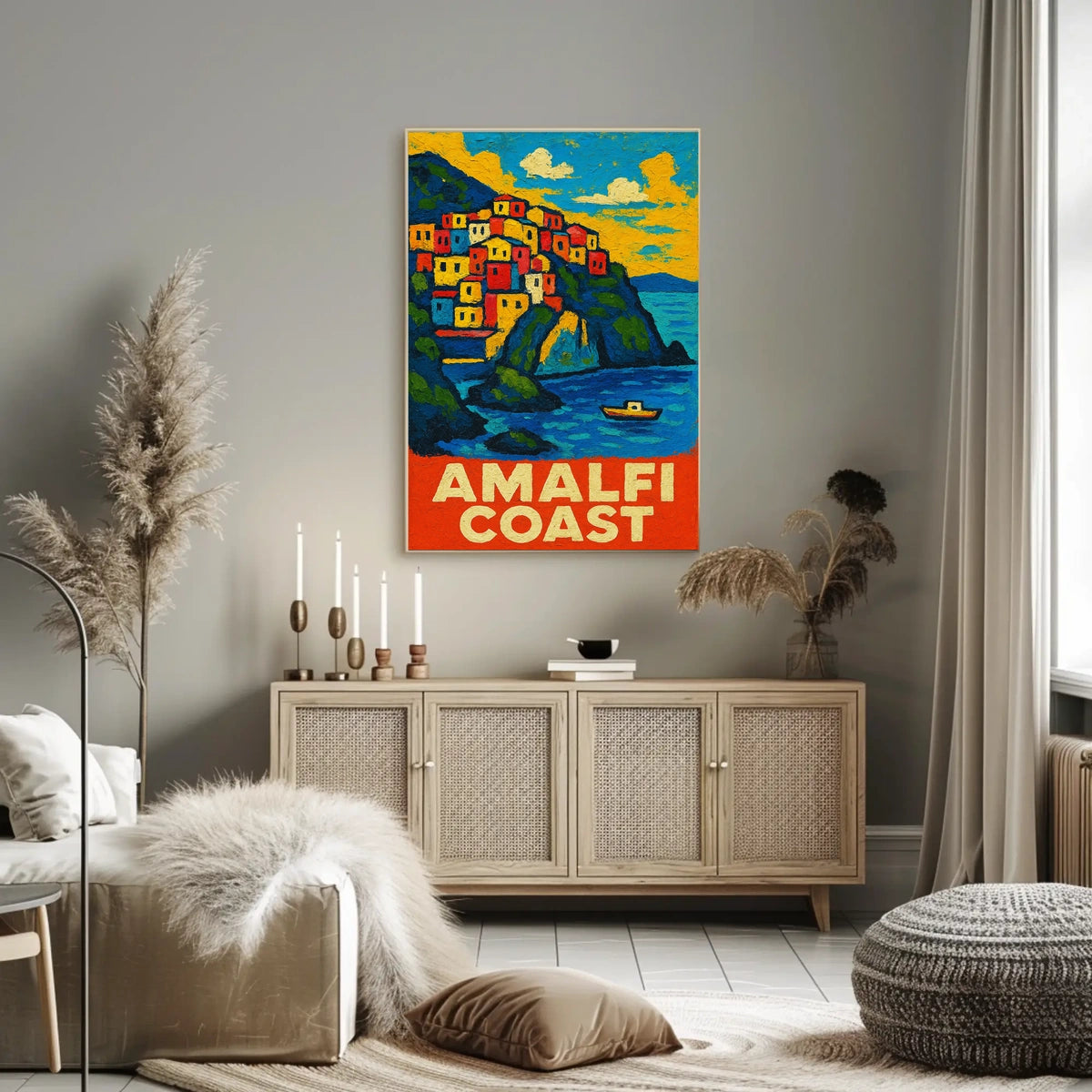 Amalfi Coast Poster Wall Art 18x24 Coastal Decor Print