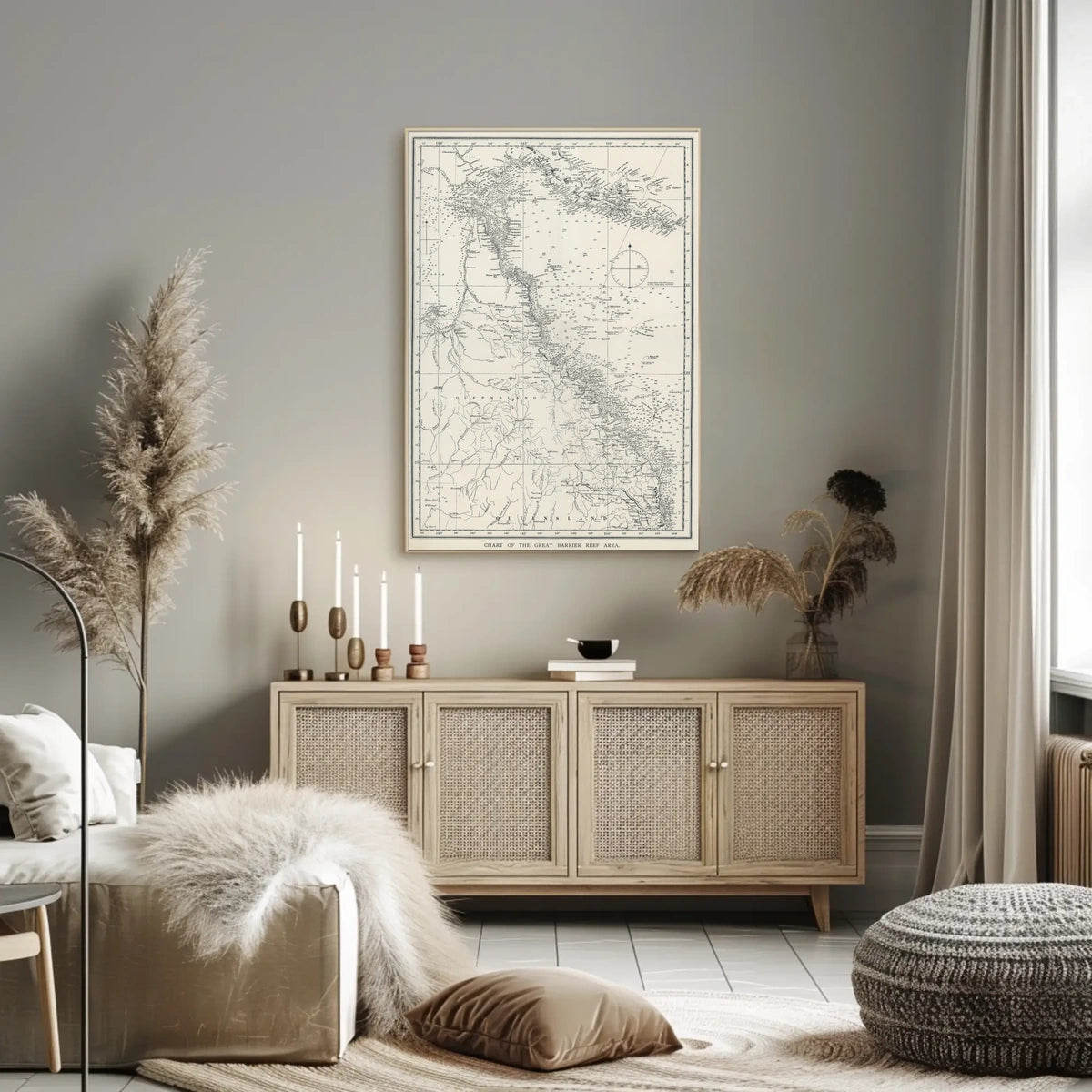 Chart Of The Great Barrier Reef Area Poster