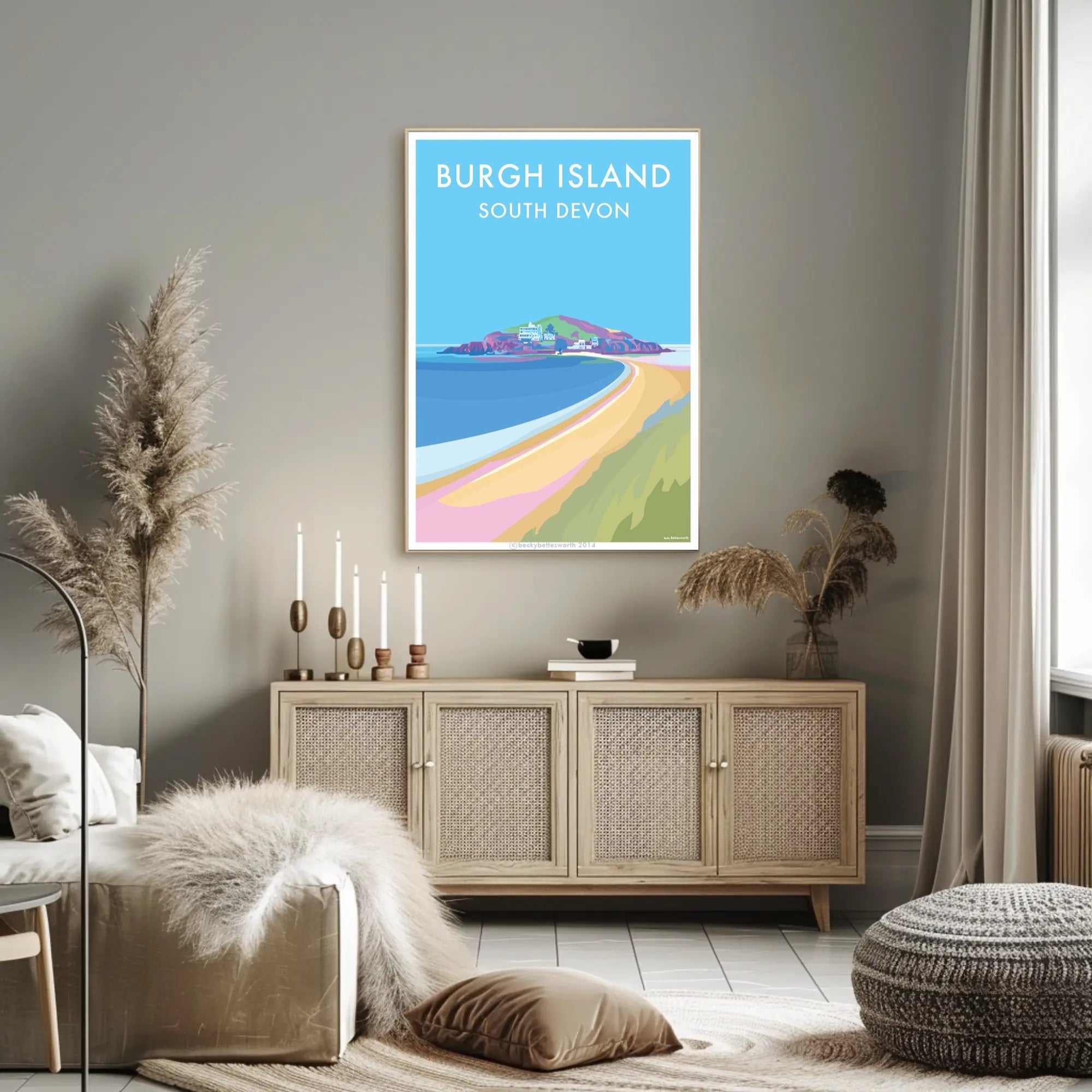 Burgh Island Vibrant Coastal Scene Travel Poster PosterGoat