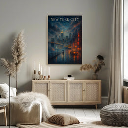 New York City Urban Nightscape Poster