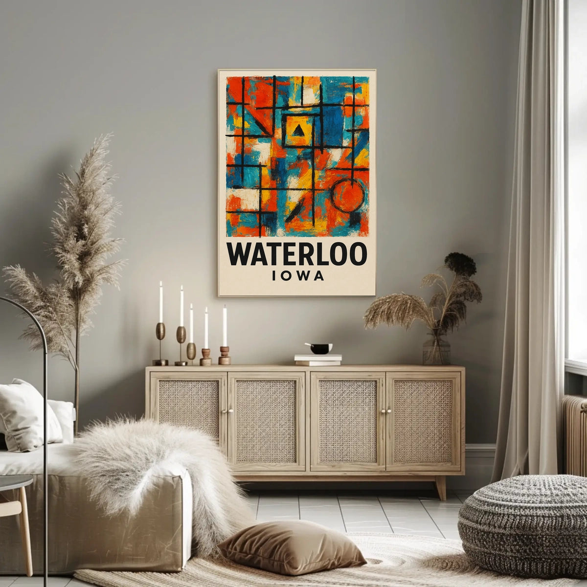 Waterloo Iowa Modern Abstract Art Poster Print