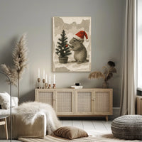 Festive Mouse and Christmas Tree Poster