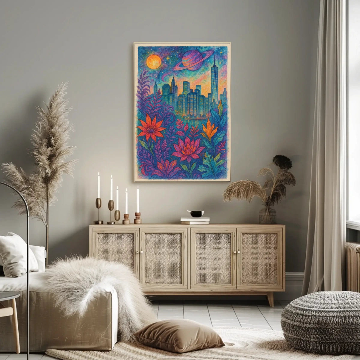 Cosmic Cityscape Poster