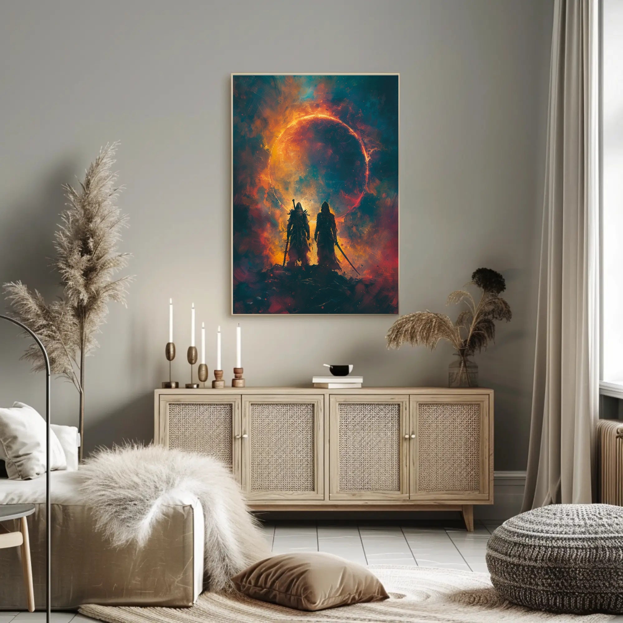 Epic Fantasy Adventure with Fiery Portal Fantasy or Mythology Poster PosterGoat