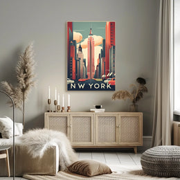New York City Skyscraper Street Poster Vintage Wall Art