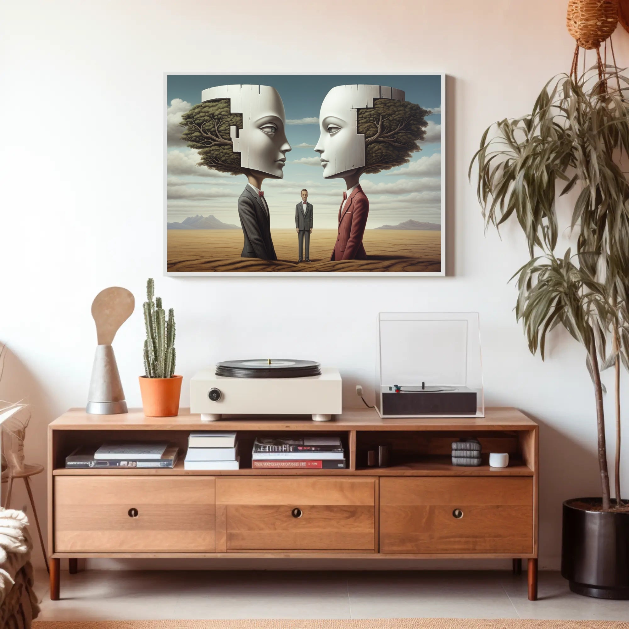 Surreal Puzzle-Head Landscape in Artistic Poster