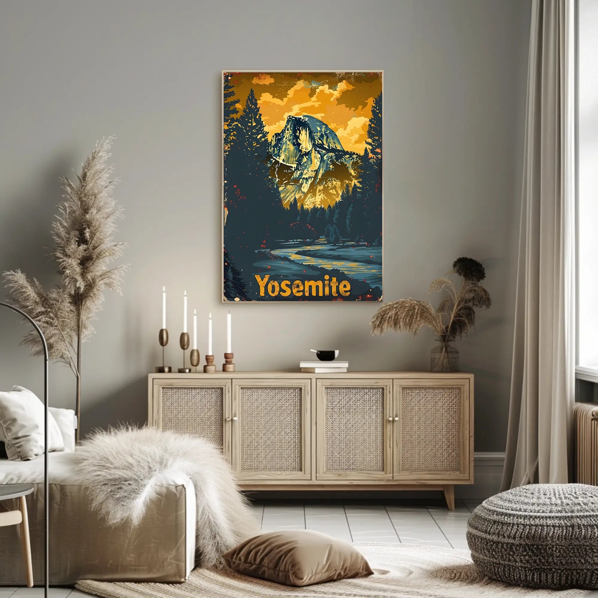 Yosemite National Park: Half Dome Under Golden Sky Poster