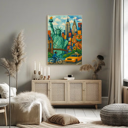 Iconic New York City Mosaic Art Poster Abstract Wall Art