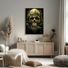 Nature-Inspired Skull Landscape Art Poster - Abstract, Artistic, or Pop Culture Poster