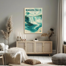 Niagara Falls New York Scenic Poster Vintage Wall Art