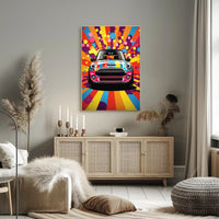 Vibrant Mini Cooper Pop Art Psychedelic Style Artistic Poster