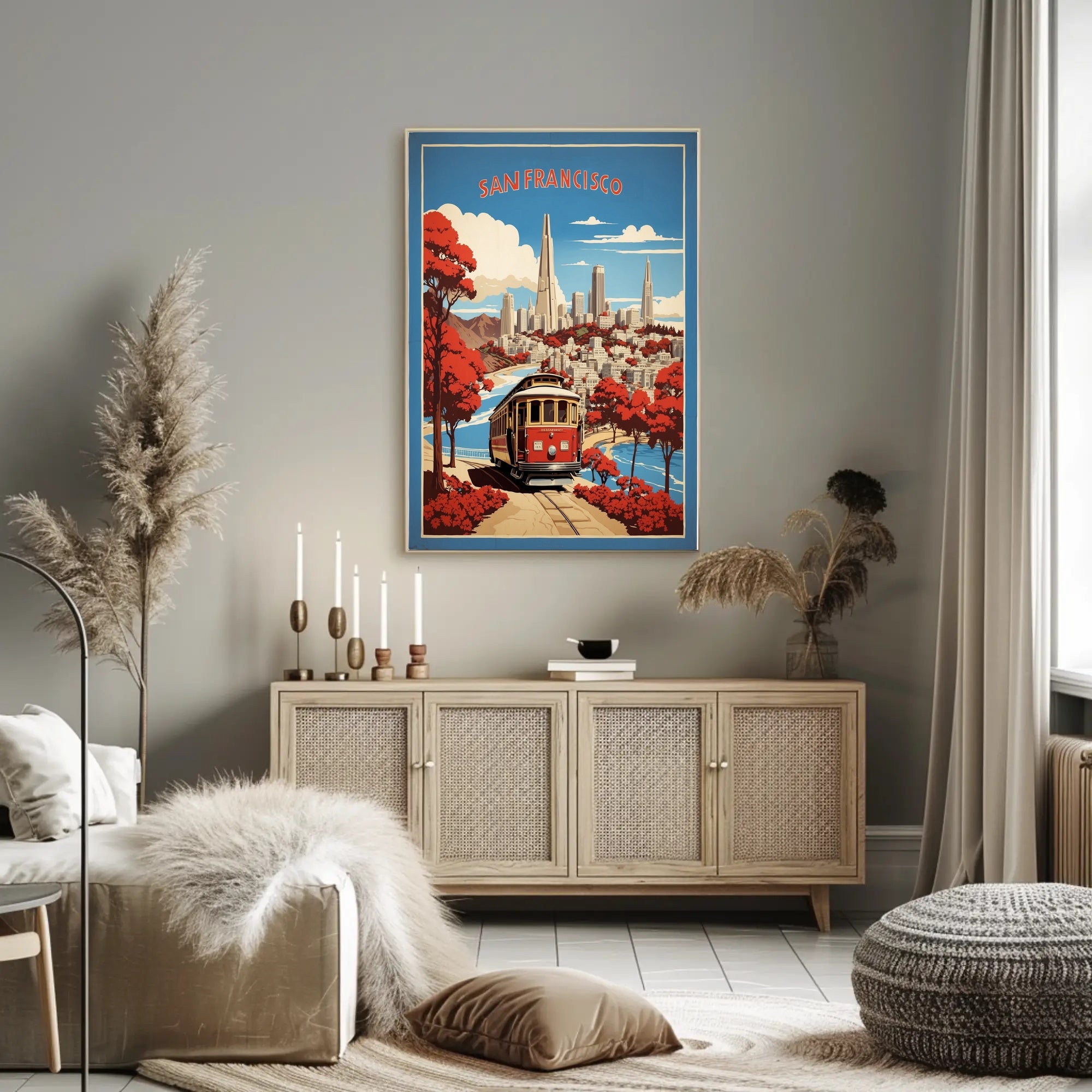 San Francisco Skyline Vintage Travel Poster