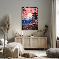 Japanese Pagoda and Sakura Harmony Cultural or Heritage Poster