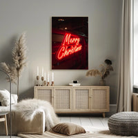 Merry Christmas Neon Glow Poster